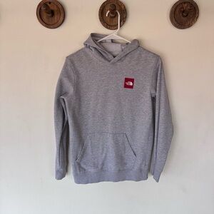 The North Face Gray Hoodie with Red Logo youth size large